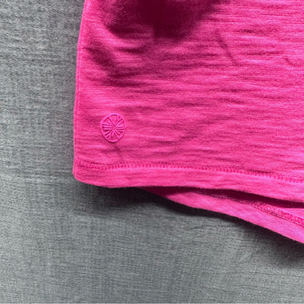 Lilly Pulitzer Etta V-Neck T-Shirt Top Pink Slub Cotton Short Sleeve Size Large - Picture 3 of 7